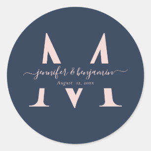 Adesivo Redondo Marinho Azul Blush Monogramas