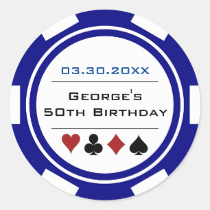 Adesivo Redondo Marinho Azul-Branco do Casino de Vegas