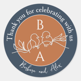 Adesivo Redondo Marinho Azul Casamento Obrigado