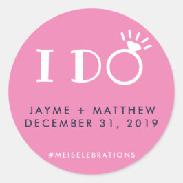 Adesivo Redondo Marinho Azul Cor-de-rosa I Fazer Hashtag Casal De