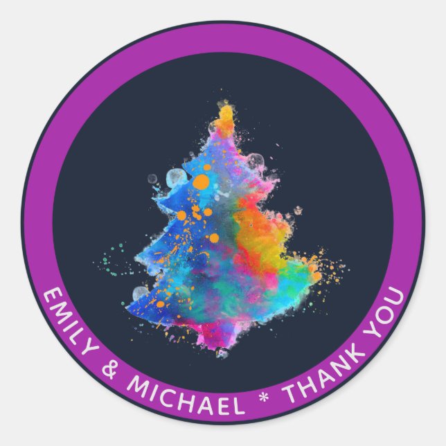 Adesivo Redondo Marinho Azul da Árvore de Natal do Arco-Íris Moder (Frente)