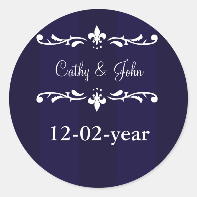 Adesivo Redondo marinho azul de pulso de envelope (Frente)