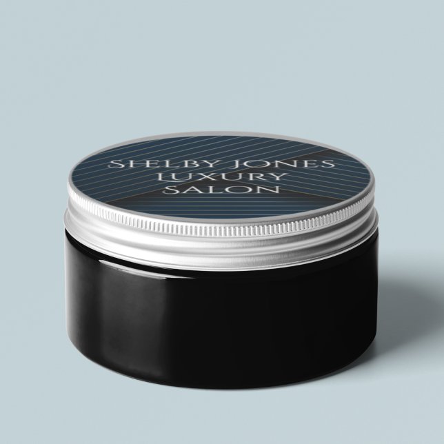 Adesivo Redondo Marinho Azul Dourado Elegante Elegante Moderno Str (Criador carregado)