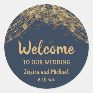 Adesivo Redondo Marinho Azul, Dourado, luzes redondas