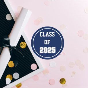 Adesivo Redondo Marinho Azul e Branco Colunas Ano de Classe