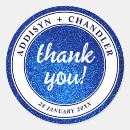 Adesivo Redondo Marinho Azul e Branco Elegante Simples Casamento M