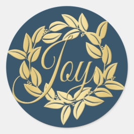 Adesivo Redondo Marinho Azul e Dourado Bay Leaf Joy Wreath