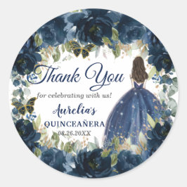 Adesivo Redondo Marinho Azul Floral Princesa Butterflies Favor