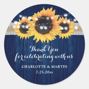Adesivo Redondo Marinho Azul Girassol Madeira Palha Luz Casamento