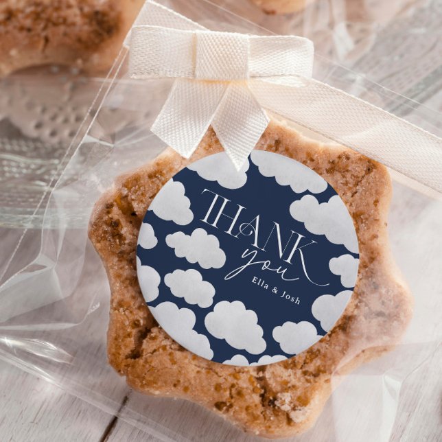 Adesivo Redondo Marinho Azul Obrigado Cloud Nove Mínimo (Criador carregado)