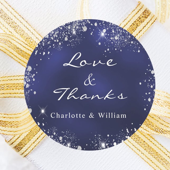 Adesivo Redondo Marinho azul obrigado prata você casamento (Criador carregado)