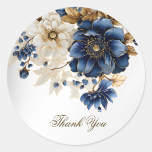 Adesivo Redondo Marinho Azul Ouro Branco Prata Floral