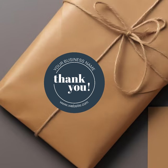 Adesivo Redondo Marinho Blue Bold Business Obrigado (Criador carregado)