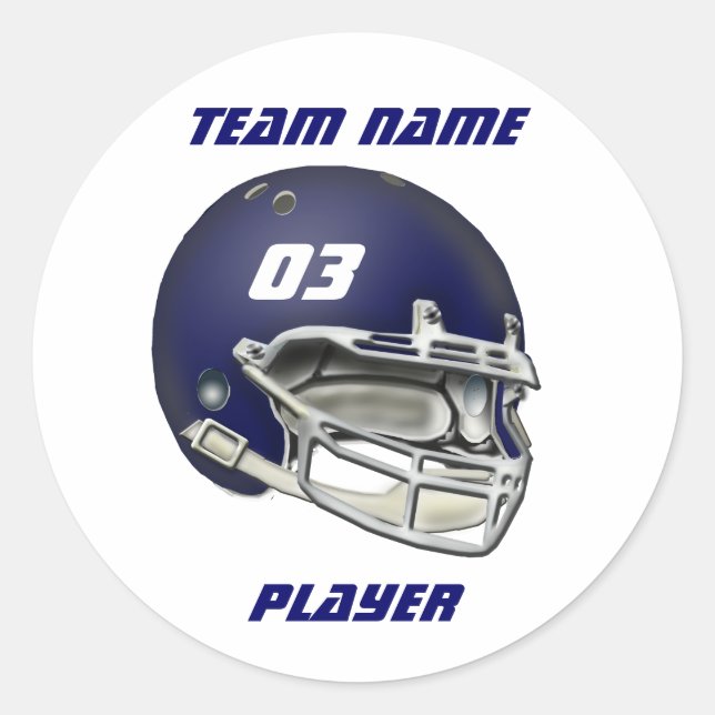 Adesivo Redondo Marinho Blue Football Helmet Sticker (Frente)
