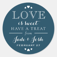 Marinho Blue Hearts Love is Sweet Wedding Favor