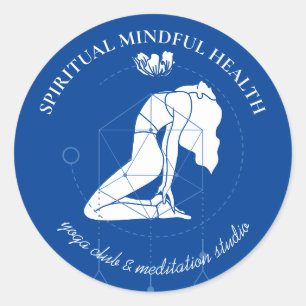 Adesivo Redondo Marinho Blue Meditation Chakra Yoga Instrutor