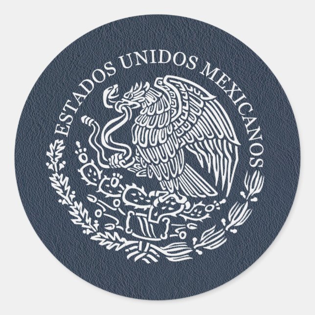Adesivo Redondo Marinho Blue Mexico Passport Sticker (Frente)