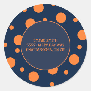 Adesivo Redondo Marinho Blue Orange Does Return Address Sticker