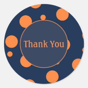 Adesivo Redondo Marinho Blue Orange Pontos Obrigado Sticker