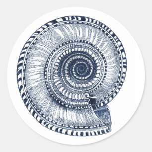 Adesivo Redondo Marinho Blue Sea Shell Sticker