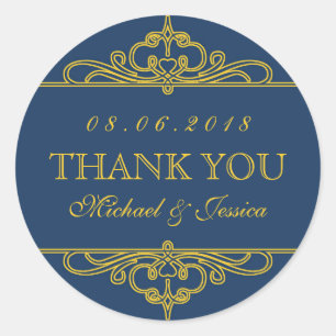 Adesivo Redondo Marinho  Blue Vintage Nave Ornament Stickers