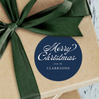 Marinho Blue Vintage Script Moderno Feliz Natal