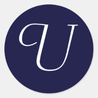 Marinho Blue & White Monograma Selo inicial "U"