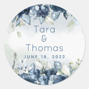 Adesivo Redondo Marinho Cascading Rosas Peonies Greenery Casamento