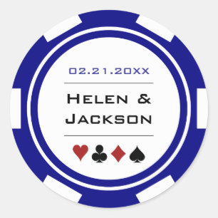 Adesivo Redondo Marinho Casino de Chip Casino Azul e Branco