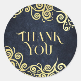 Adesivo Redondo Marinho Clássico Azul e Suavimentos Dourados Casam