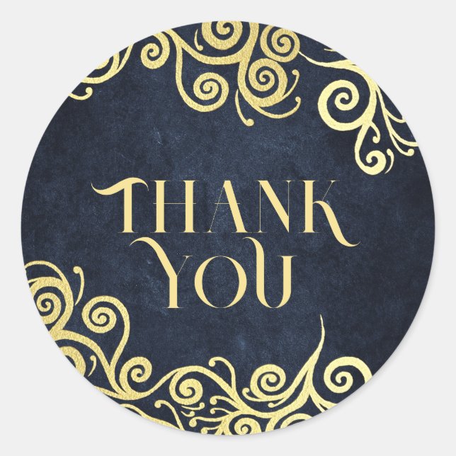 Adesivo Redondo Marinho Clássico Azul e Suavimentos Dourados Casam (Frente)