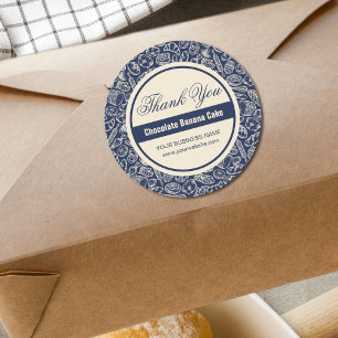 Adesivo Redondo Marinho Clássico Elegante Azul Pelado Com Amor