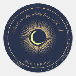 Adesivo Redondo Marinho Cósmico Azul Noite Estrelada Mística Azul