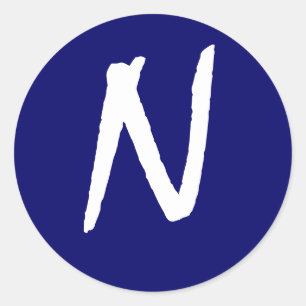 Adesivo Redondo Marinho customizável do selo "N" do convite do