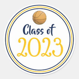 Adesivo Redondo Marinho de ano de classe e graduação Dourada
