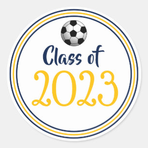 Adesivo Redondo Marinho de ano de classe e graduação Dourada