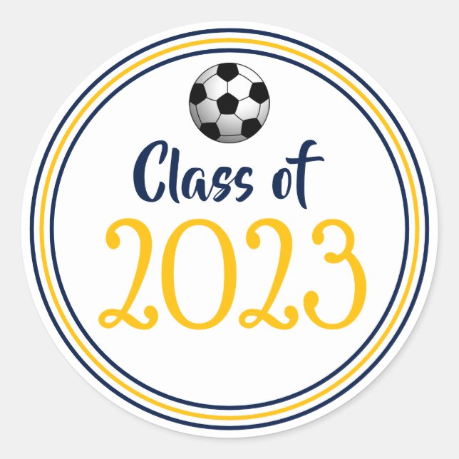 Adesivo Redondo Marinho de ano de classe e graduação Dourada (Frente)