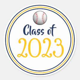 Adesivo Redondo Marinho de ano de classe e graduação Dourada