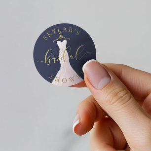 Adesivo Redondo Marinho de Casamento vintage e Chá de panela Dour