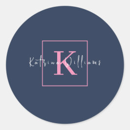 Adesivo Redondo Marinho de logotipo de marca profissional Monogram