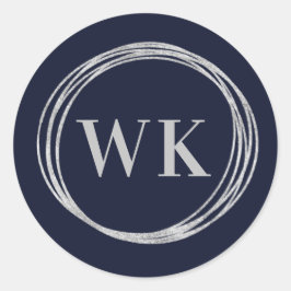 Adesivo Redondo Marinho de logotipo monograma Prata Business