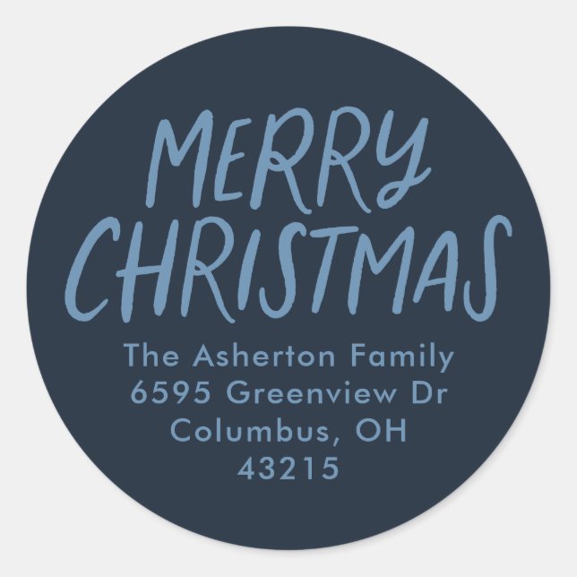 Adesivo Redondo Marinho de Natal feliz endereço simples de devoluç (Frente)