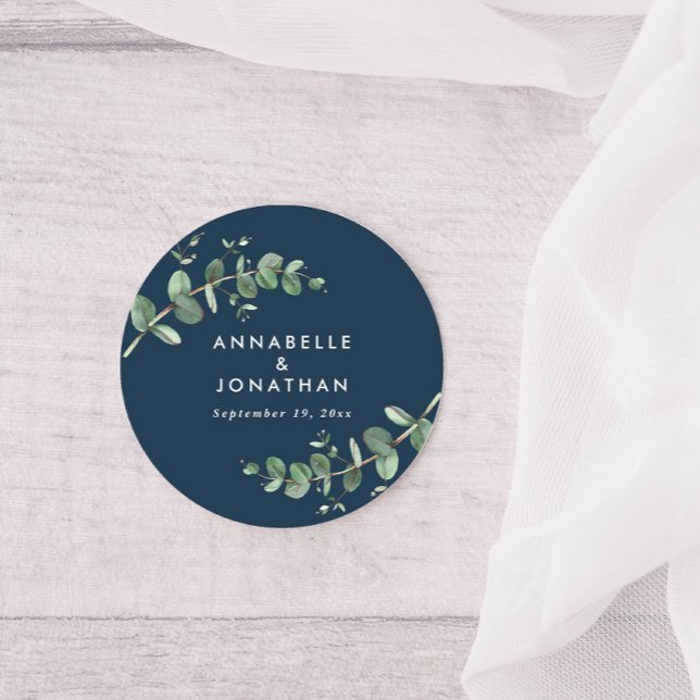 Adesivo Redondo Marinho de orçamento azul de eucalipto foliar favo (Criador carregado)