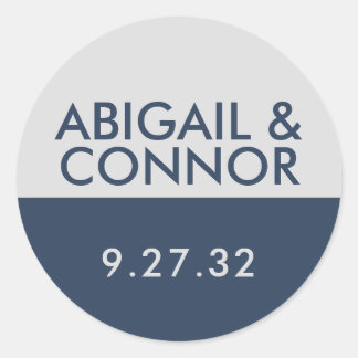 Adesivo Redondo Marinho de Tipografia Minimalista Moderna Nomes de