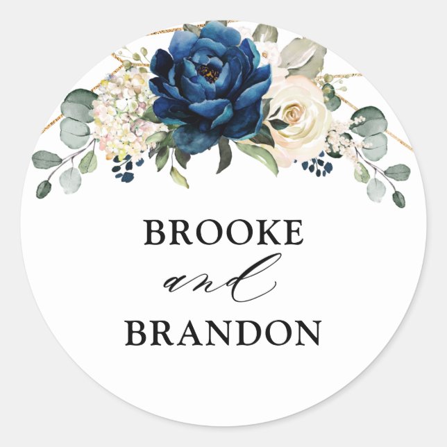 Adesivo Redondo Marinho Dourado Champanhe Branco Casamento Geométr (Frente)