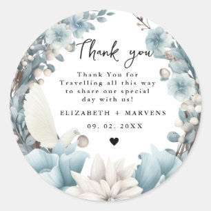 Adesivo Redondo Marinho Dusty Blue Primavera Floral Dourado Casame