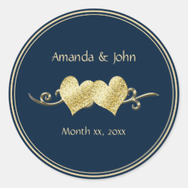 Adesivo Redondo Marinho e Casamento Elegante Dourado