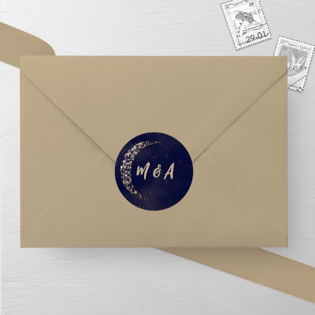 Adesivo Redondo Marinho e Dourada Lua e Casamento Traseiro (Criador carregado)