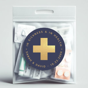 Adesivo Redondo Marinho e Dourado Kit de Ressaca para na Saúde e n