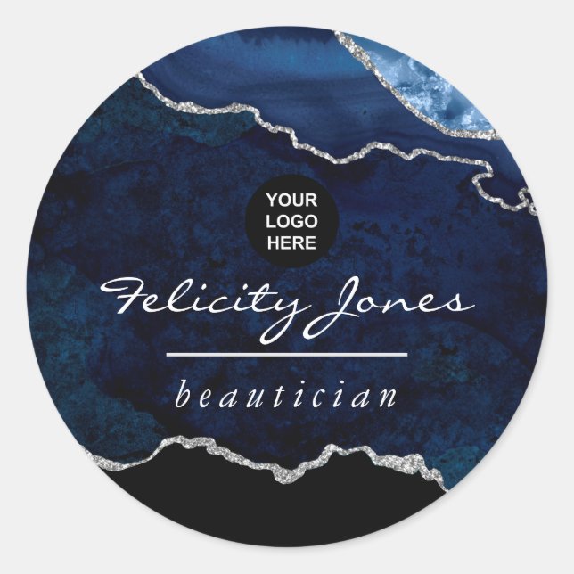 Adesivo Redondo Marinho e placa de Precioso de velocidade prata (Frente)